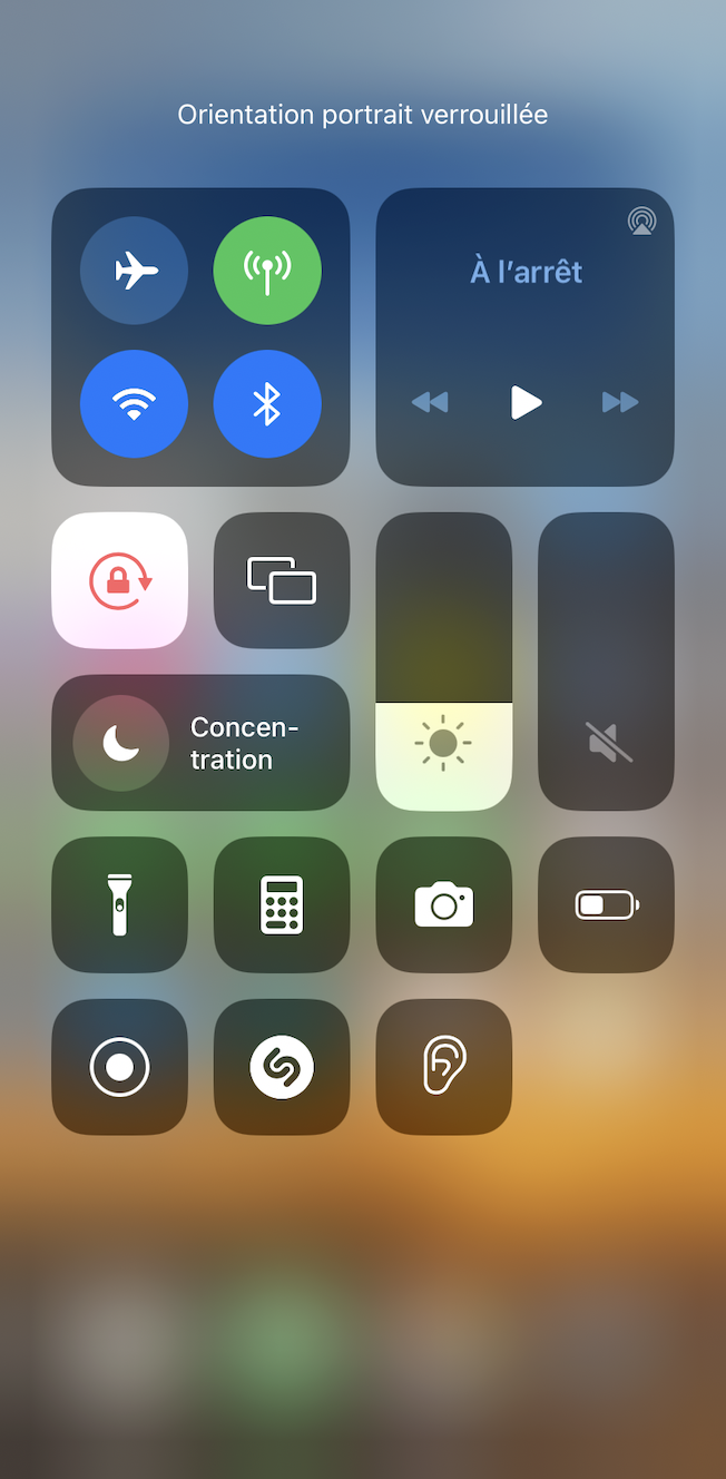 vue écran icône cadenas rotation écran activé iPhone